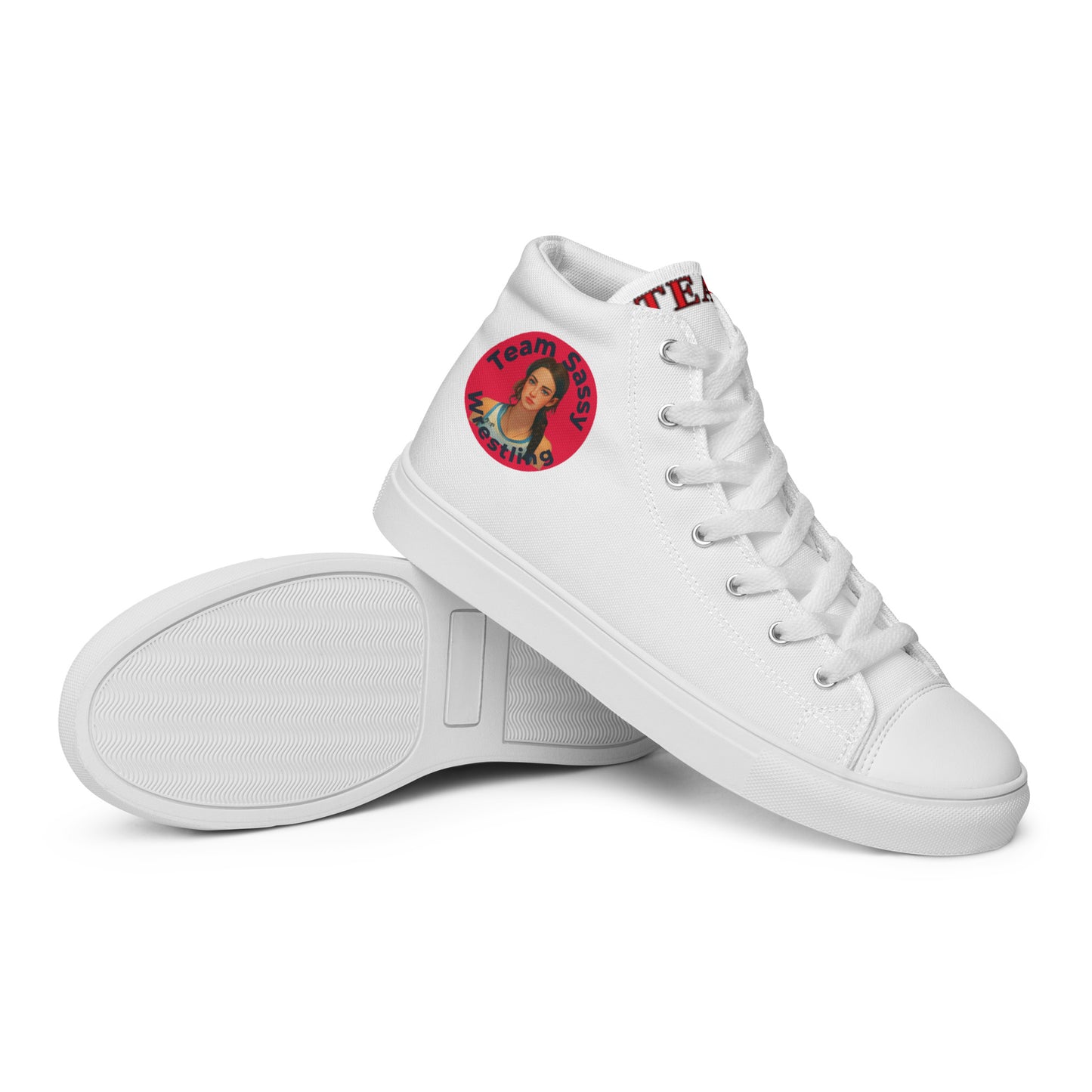 Men’s "Team Sassy" High Top Canvas Shoes-Red/Black Logo