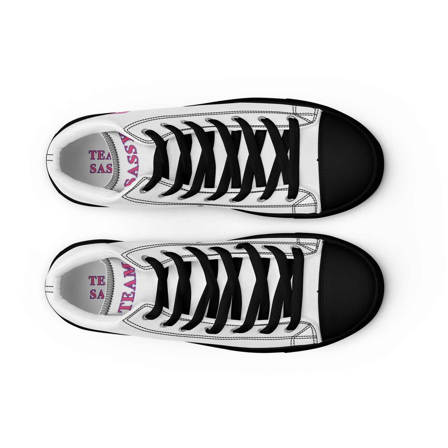 Women’s "Team Sassy" High Top Canvas Shoes-Pink/White Logo